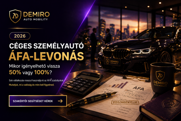 Céges személyautó ÁFA-levonás – Mikor igényelhető vissza 50% vagy 100%?